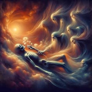 Symbolic Portrayal of Final Breath in Surrealistic Style