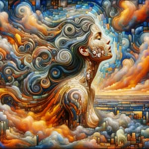 Surreal Human Mosaic Art: Dreamlike Tranquility | Pre-20th Century