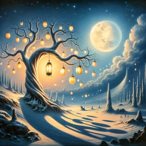 Surreal Winter Solstice Scene | 19th Century Surrealist Art Style