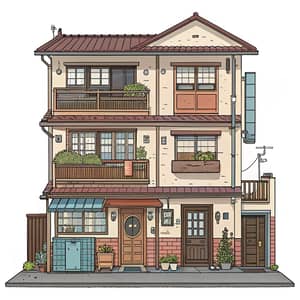 Manga Style Multi-Story Apartment House