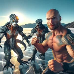 Heroic Action Movie Star Battles Reptilian Humanoids at Lake Baikal