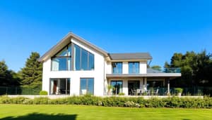 Modern House with Lush Garden and Large Windows