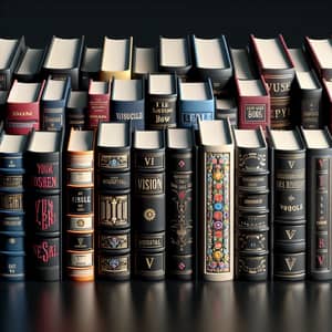 Top View of Colorful Books on Black Background