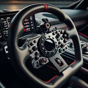 Premium Racing Car Steering Wheel with Red Stitching