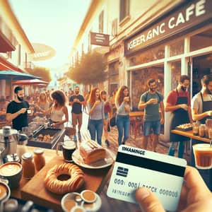 Vibrant Café Scene with Customers and Baristas Interaction