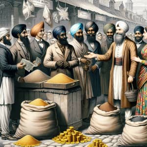 18th Century Sikh Businessman Selling Food Grains