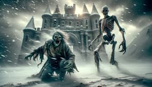 Gothic Snowy Castle with Zombie & Giant Skeleton