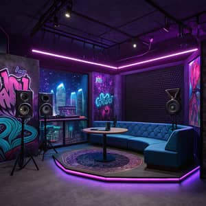 Vibrant Hip-Hop Podcast Studio Design