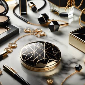 Sleek Black & Gold Compact Mirror - Sama Fashion