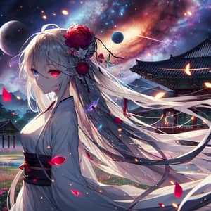 Anime-Inspired Female Character in Korean Landscape