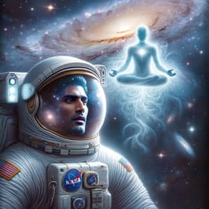 Astounding Scene in Deep Space: Astronaut and Ethereal Being