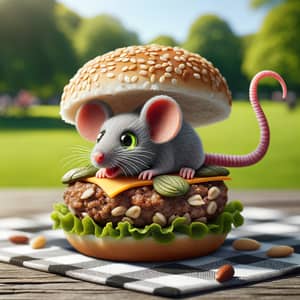 Whimsical Mouse Burger: A Tiny Creature's Feast