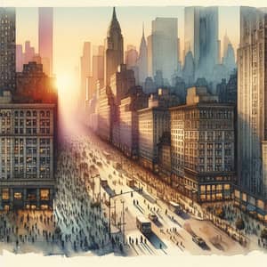 Cityscape Watercolor Painting | Evening Urban Scene Art