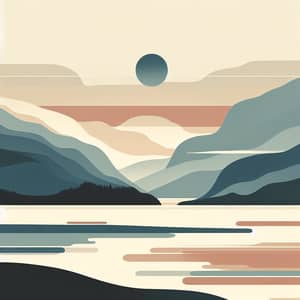 Minimalistic Abstract Landscape Art | Soft Color Scheme