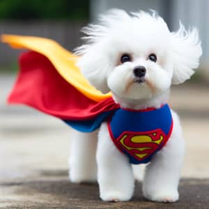 Fluffy Bichon Maltese Superhero With Colorful Cape