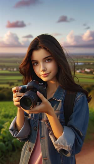 Girl Capturing Stunning Landscape Photos