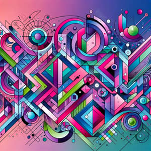 Vibrant Geometric Design: Green, Pink, Purple & Turquoise