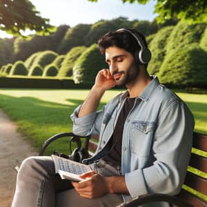 Middle-Eastern Man Engrossed in Harmonious Melodies