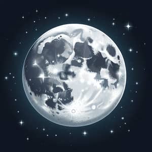 Realistic Full Moon Vector Image with Twinkling Stars