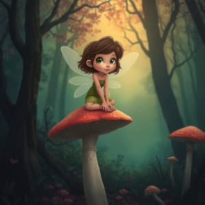 Enchanted Forest Fairy with Colorful Mushrooms