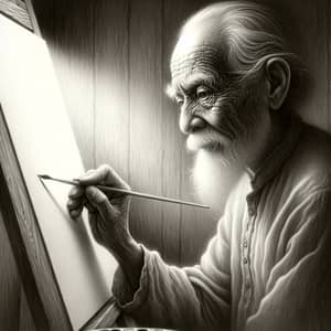 Wise Old Man Contemplates a Blank Canvas