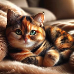 Charming Tortoiseshell Domestic Cat Lounging Leisurely