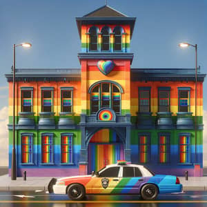 Colorful Police Station: Symbol of Diversity and Inclusivity