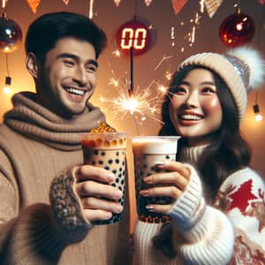 Festive New Year Celebration with Bubble Tea Toast