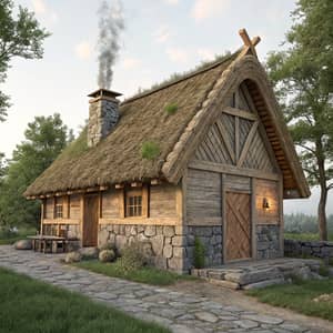 Viking Style Stone & Wooden Cottage Home