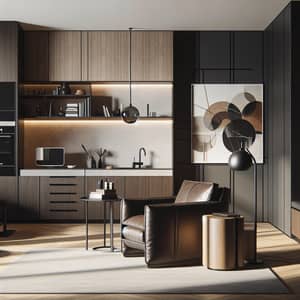 Masculine Interior Design: Stylish Balance of Dark Wood and Neutral Tones