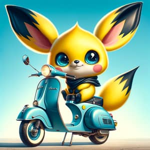 pikachu on vespa scooter