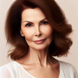 Elegant Mature Lady with Shoulder-Length Brown Hair