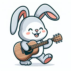 Cartoon Rabbit Playing Guitar - Fun Artwork