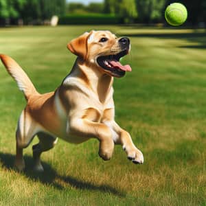 Playful Golden Labrador Retriever in Action | Sunny Park Scene