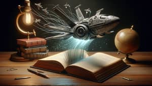 Open Book with Spaceship: Digital Art Exploration