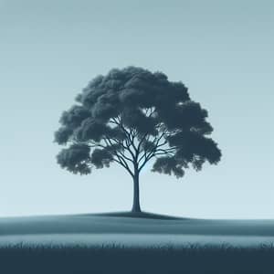 Minimalistic Nature Scene: Tranquil Tree in Open Field