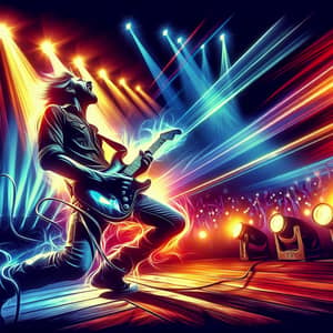 Electrifying Guitarist Rock Performance | Vibrant Colors & Bold Lighting