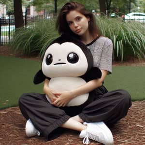 Mid-Twenties Woman in Park Holding Cute Creature | Unique Scene