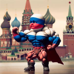 Muscular Patriotic Figure Defending Moscow 1945 - Russian Colors