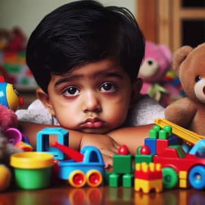 Innocent Childhood Fatigue in a Kid's Room