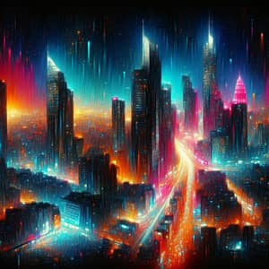 Vibrant Cyberpunk Cityscape | Urban Jungle Digital Painting