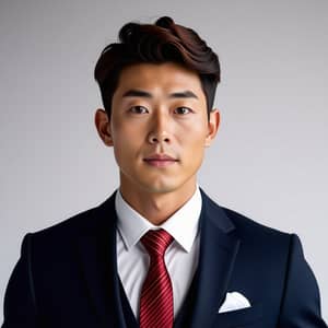 Handsome Korean Man in Japanese Business Suit