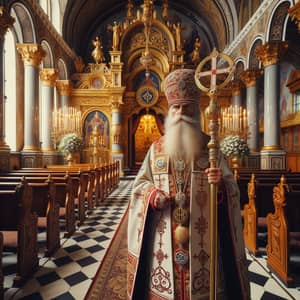 Ceremonial Religious Leader in Decorated Chapel