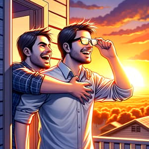 Friends Enjoying Sunset: Heartwarming Scene Captured