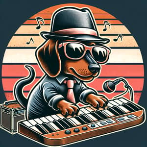 Cartoon Dachshund Musician - Hip Dachshund Vector Art