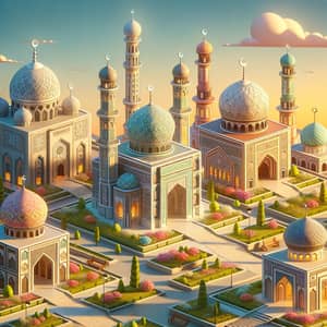 Beautiful 3D Cartoon Mosques - A Stunning View