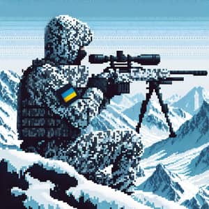 Pixel Art Sniper in Ukrainian Armed Forces Camouflage - Stealth Mission