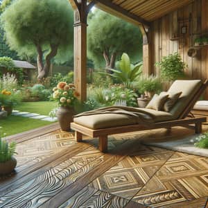 Wooden Chaise Lounge in Garden Veranda