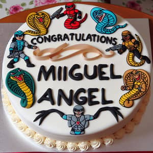 Congratulations Miguel Angel Cake with Super Agent Cobra Decoration