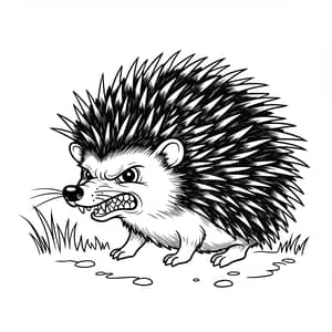 Angry Hedgehog Colouring Page - Fun Printable